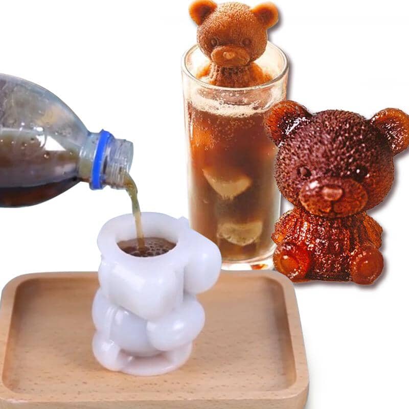 3D Teddy Bear Chocolate Silicone Mold For Cake Epoxy Resin Craft Making  Bear Ice Cube Mold For Coffee Drink Ice Cream Decor